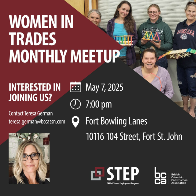 Step into May with the Women in Trades Monthly Meetup! 👷‍♀️✨
📅 May 7, 2025
⏰ 7:00 PM
📍 Fort Bowling Lanes, 10116 104 Street, Fort St. John
This is your chance to connect, learn, and grow alongside other women shaping the future of construction.
#WomenInTrades #Tradeswomen #FortStJohn #BCConstruction #SkilledTrades #BuildingTheFuture